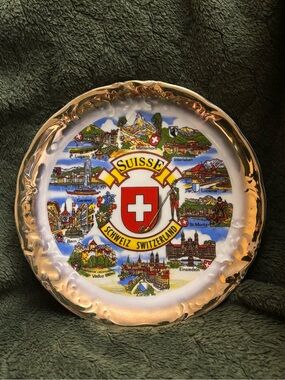 Vintage Alberto MOBACO Switzerland Souvenir Decorative Plate